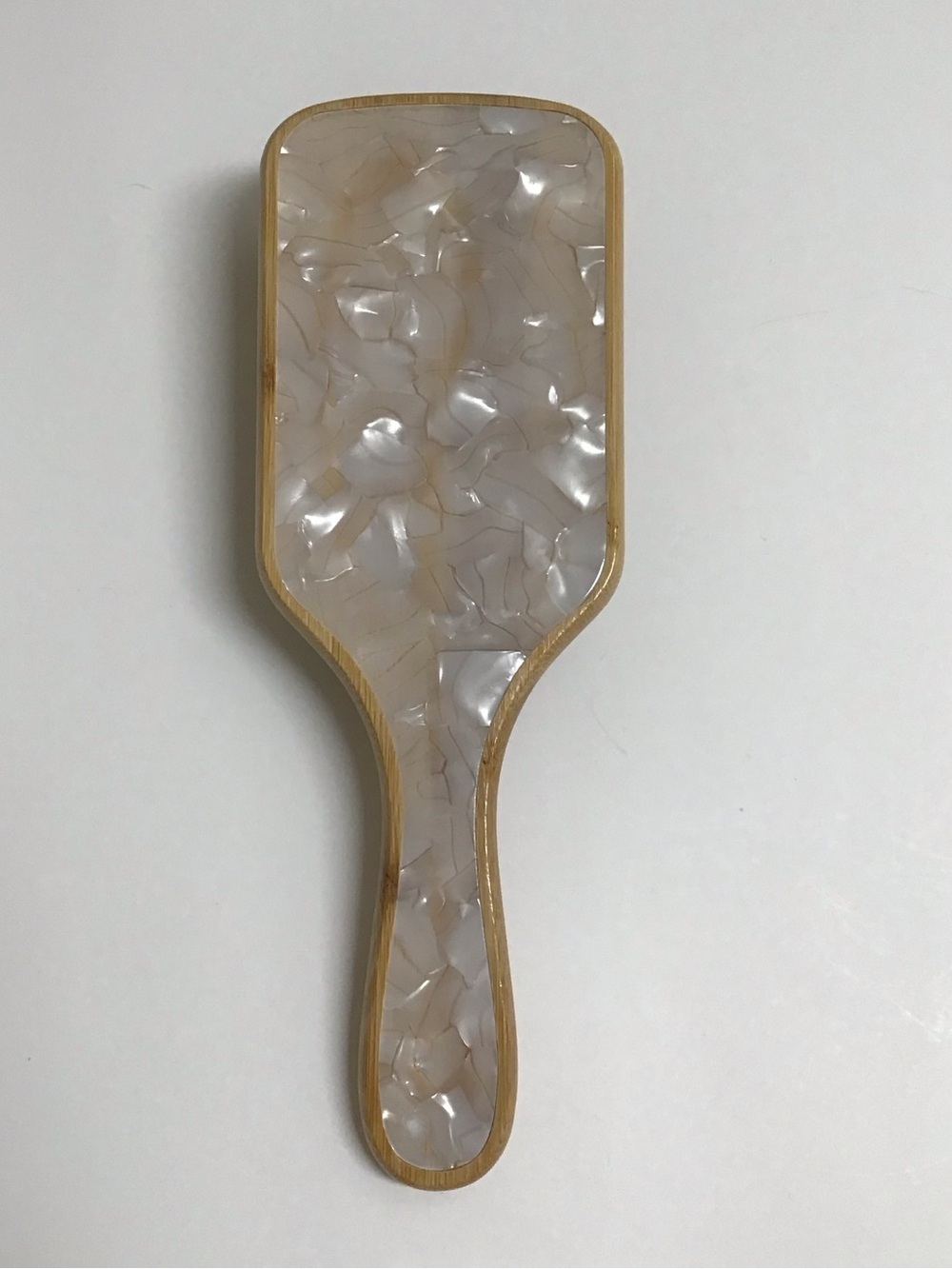 BAMBOO Paddle Hair Brush Wood MOTHER OF PEARL Bath Vanity Pearlessence Luxe NEW - Picture 13 of 16